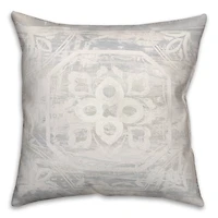White Textured Medallion II 18" x 18" Throw Pillow