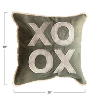 Hello Honey® Green & Natural Applique XO Throw Pillow with Fringe