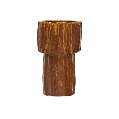 Hello Honey® Bloomingville 6.5" Brown Modern Pleated Stoneware Vase