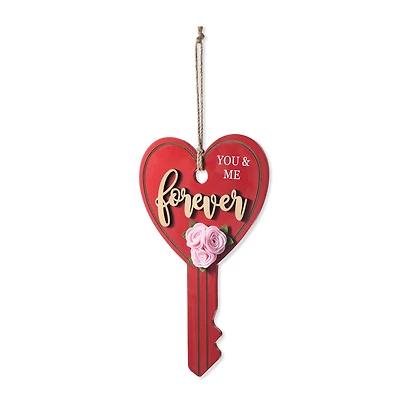 Glitzhome® 14" Valentine's Wooden Key-Shaped Door Hanger