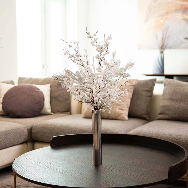 2.5ft. Artificial Flocked Berry Arrangement in Cylinder Chrome Vase