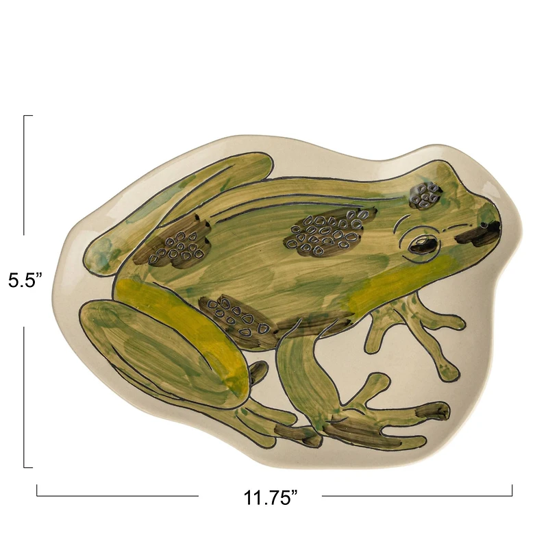 Hello Honey® Green 11.75" Garden Frog Stoneware Plate