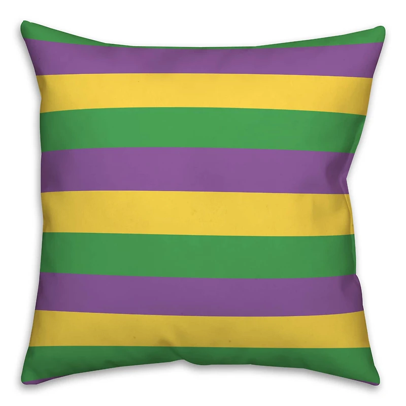 Mardi Gras Stripes Throw Pillow