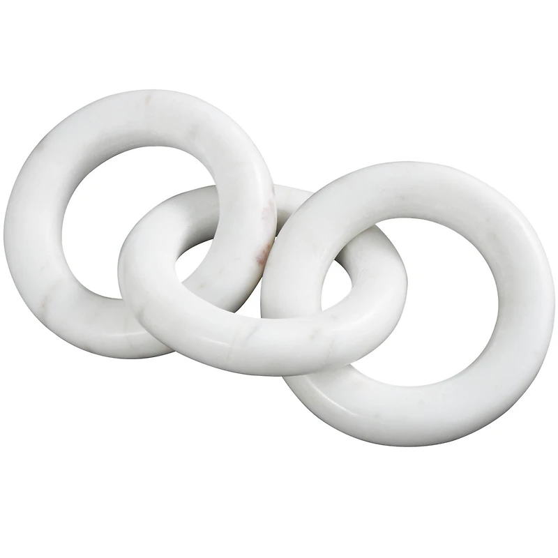 10" White Marble 3 Link Chain Sculpture Décor
