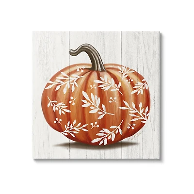 Stupell Industries Orange Fall Botanical Pumpkin Canvas Wall Art