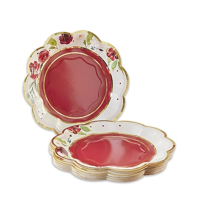 Kate Aspen® 7" Burgundy Blush Floral Premium Paper Plates, 64ct.