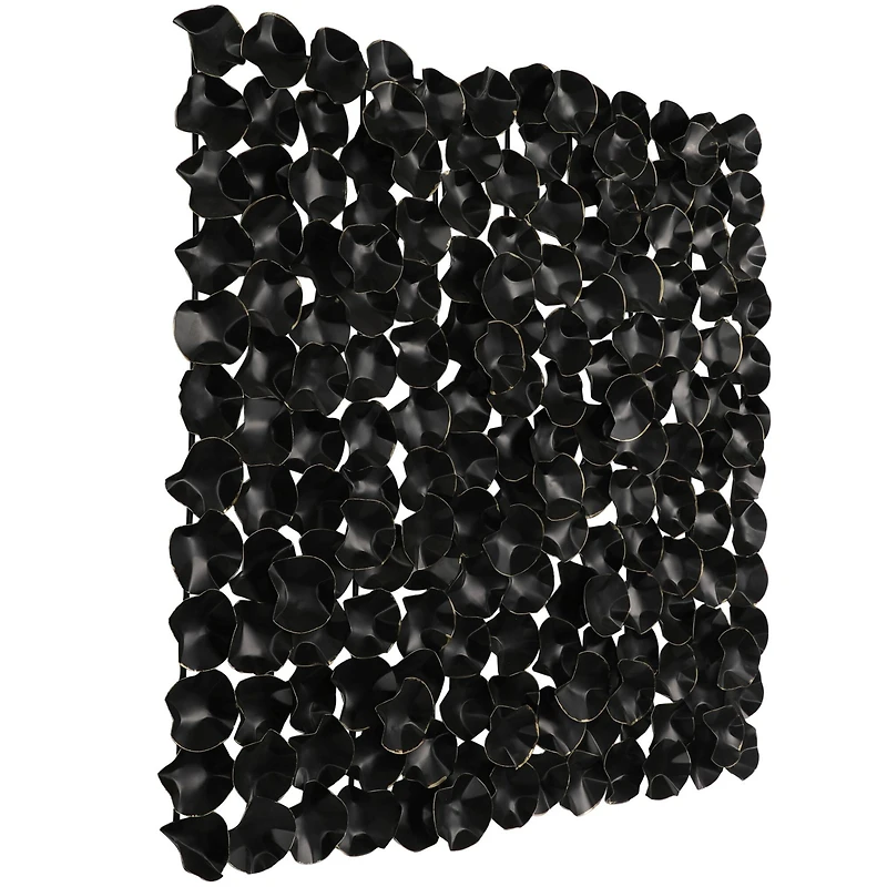 Black Metal Overlapping Folded Circle Abstract Wall Decor with Gold Accents