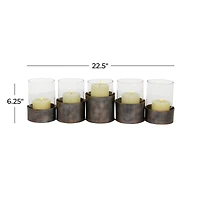 23" Black Iron Modern Candlestick Holder