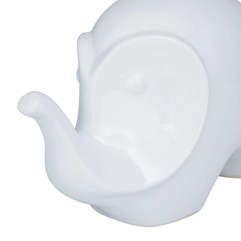 Set of 2 White Stoneware Contemporary Sculpture, 7", 6"