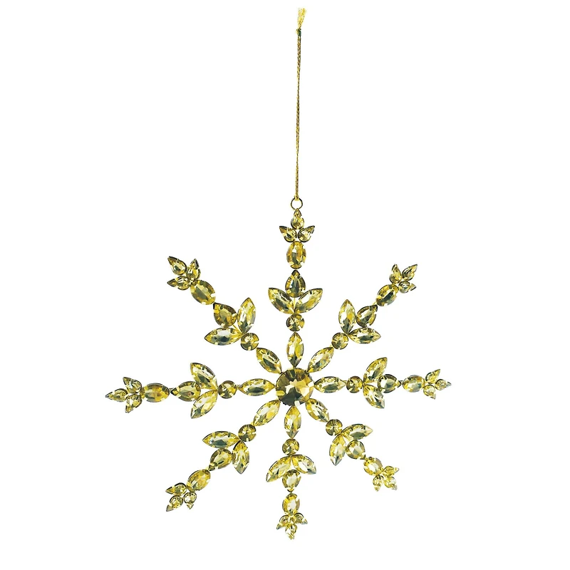 Hello Honey® 10" Gold Handmade Acrylic Jewel & Metal Snowflake Ornament