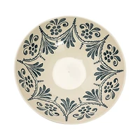 Hello Honey® Cream & Blue Patterned Hand Stamped Stoneware Bowl Set