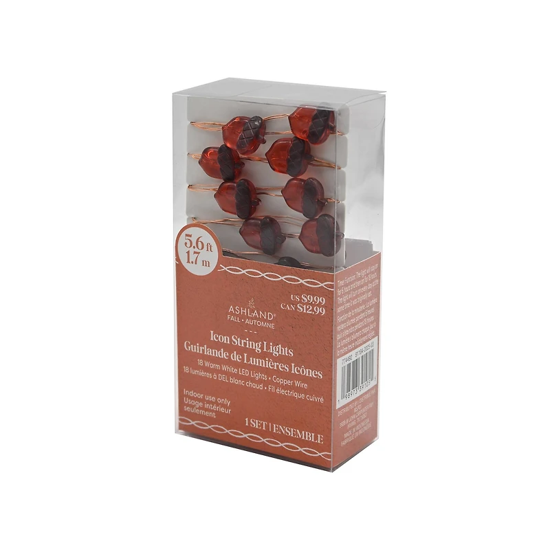 18ct. Warm White LED Acorn Icon String Lights by Ashland®