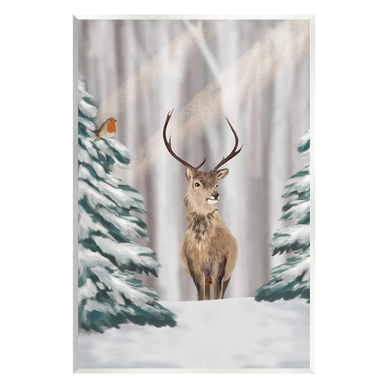 Stupell Industries Seasonal Deer Winter Landscape Wall Plaque Art