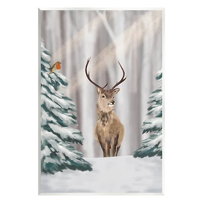 Stupell Industries Seasonal Deer Winter Landscape Wall Plaque Art
