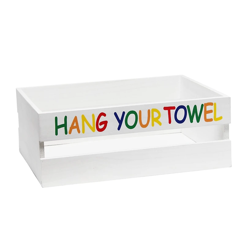Elegant Designs White Wash Kids Towel Holder