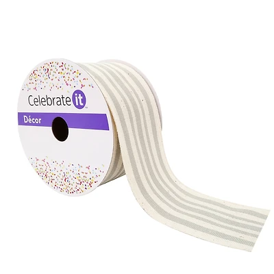 2.5" x 25ft. Stripe Faux Cotton Wired Ribbon by Celebrate It™