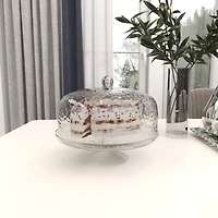 12" Clear Glass Cake Stand with Glass Dome