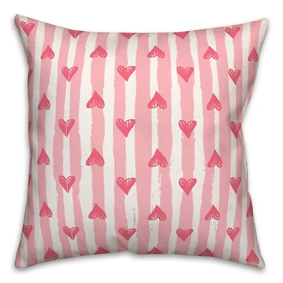 Heart Stripe Pattern 18" x 18" Indoor / Outdoor Pillow