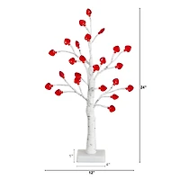 2ft. Pre-Lit Artificial Valentine's Day Twig Tree with 24 Red Heart-Shaped LED Lights