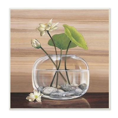 Stupell Industries White Water Lilies and Lilypad In Vase Still-Life,12" x 12"