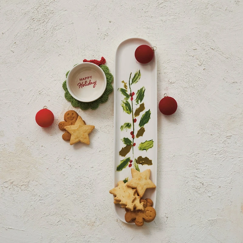 Hello Honey® Holly & Berry Stoneware Platter & Dish Set