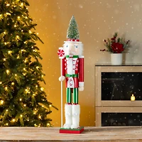 Glitzhome® 26"H Wooden Christmas Green Brush Tree Nutcracker