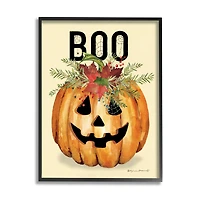 Stupell Industries Boo Seasonal Halloween Flowers Framed Giclee Art