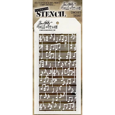Stampers Anonymous Tim Holtz® Concerto Layered Stencil, 4" x 8.5"