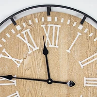 Rustic Whitewashed Wood and Metal Oversized Wall Clock 24"