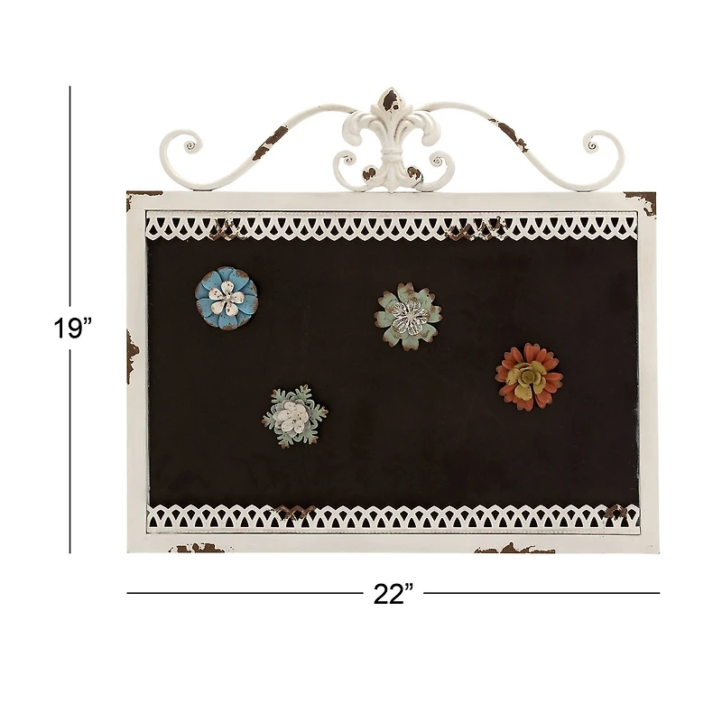 22" White Metal Farmhouse Hanging Magnet Board