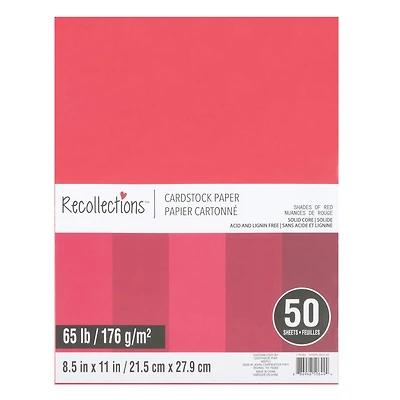 12 Packs: 50 ct. (600 total) Shades of Red 8.5" x 11" Cardstock Paper by Recollections™