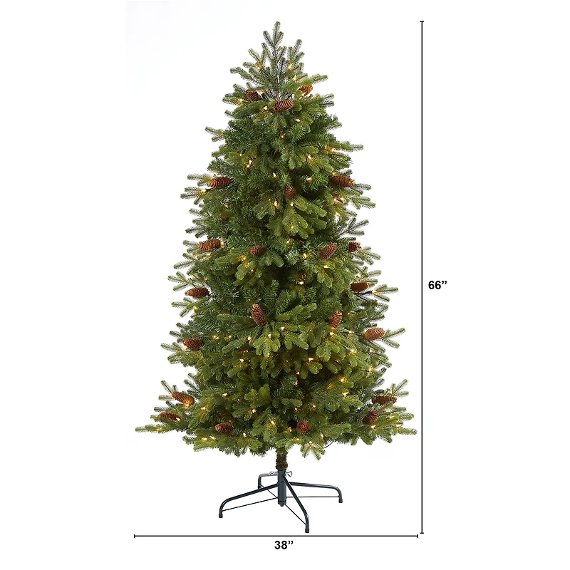 5.5ft. Pre-Lit Yukon Mountain Fir Artificial Christmas Tree, Clear Lights