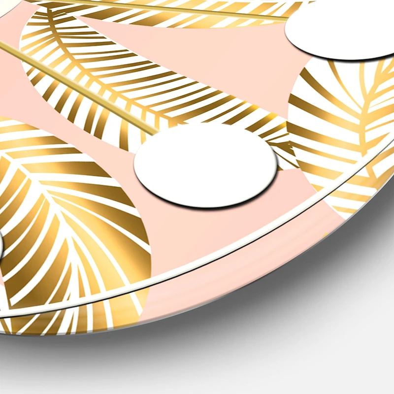 Designart 'Golden Foliage Iv Mid-Century Modern Wall Clock