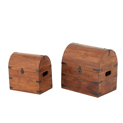 Brown Arched Storage Chest Decorative Box Set