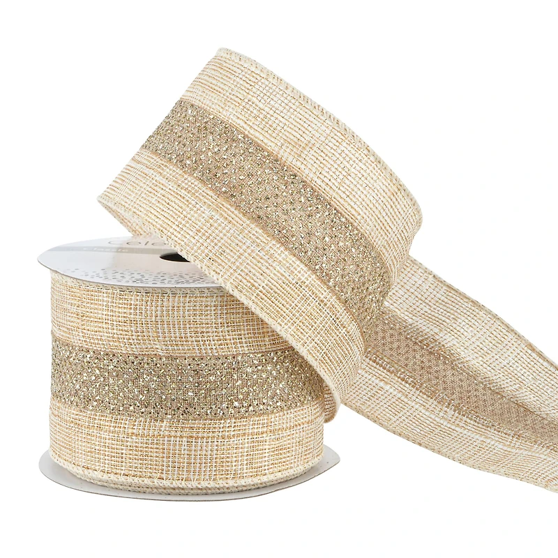 2.5" x 3yd. Metallic Linen Wired Ribbon by Celebrate It™ Classic
