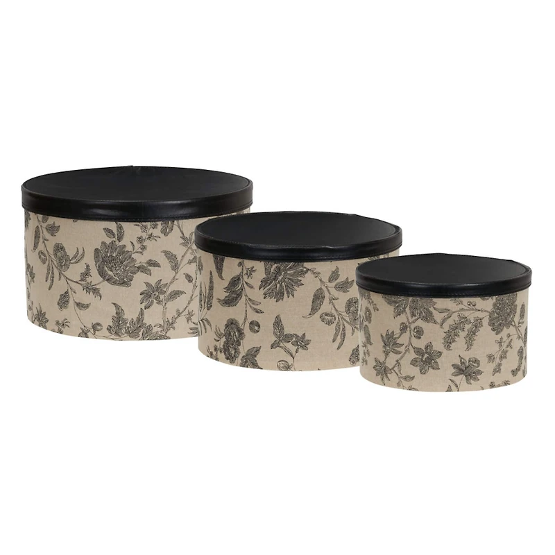 Household Essentials Round Hat Boxes with Lids (Floral)