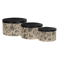 Household Essentials Round Hat Boxes with Lids (Floral)