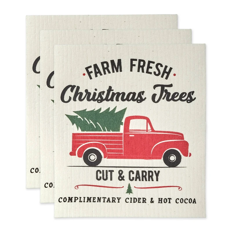 DII® Christmas Truck Swedish Dishcloth Set, 3ct.