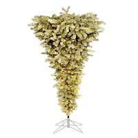 5.5ft. Pre-Lit Champagne Upside Down Artificial Christmas Tree, Warm White Dura-Lit® LED Lights