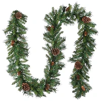 9' x 10" Pre-lit Pine Cone Artificial Christmas Garland with 50 Clear Lights-UL