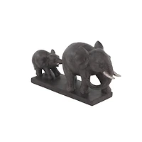11" Brown Eclectic Polystone Elephant Sculpture