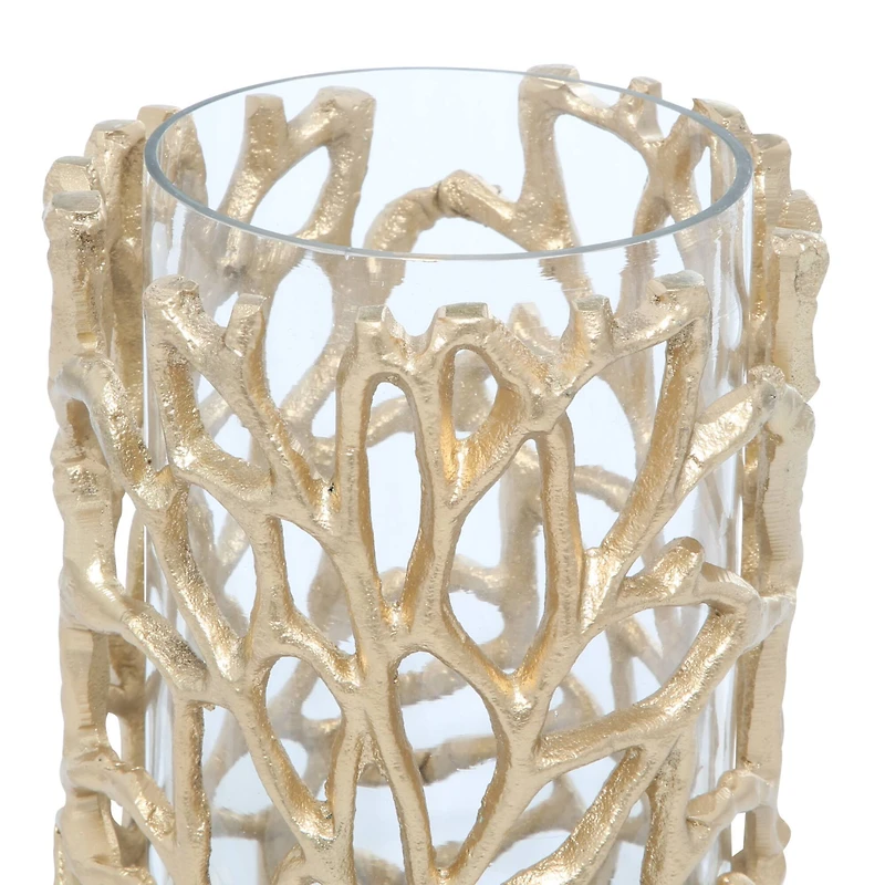 Gold Aluminum Coastal Candle Holder, 8" x 5" x 5"