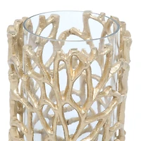 Gold Aluminum Coastal Candle Holder, 8" x 5" x 5"