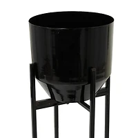 Black Metal Modern Planter, Set of 2" 31", 24"