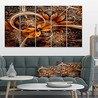 Designart - Dark Orange Fractal Flower - Abstract Wall Art Canvas