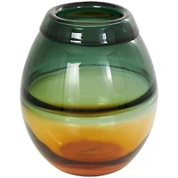 11" Green & Yellow Glass Ombre Vase