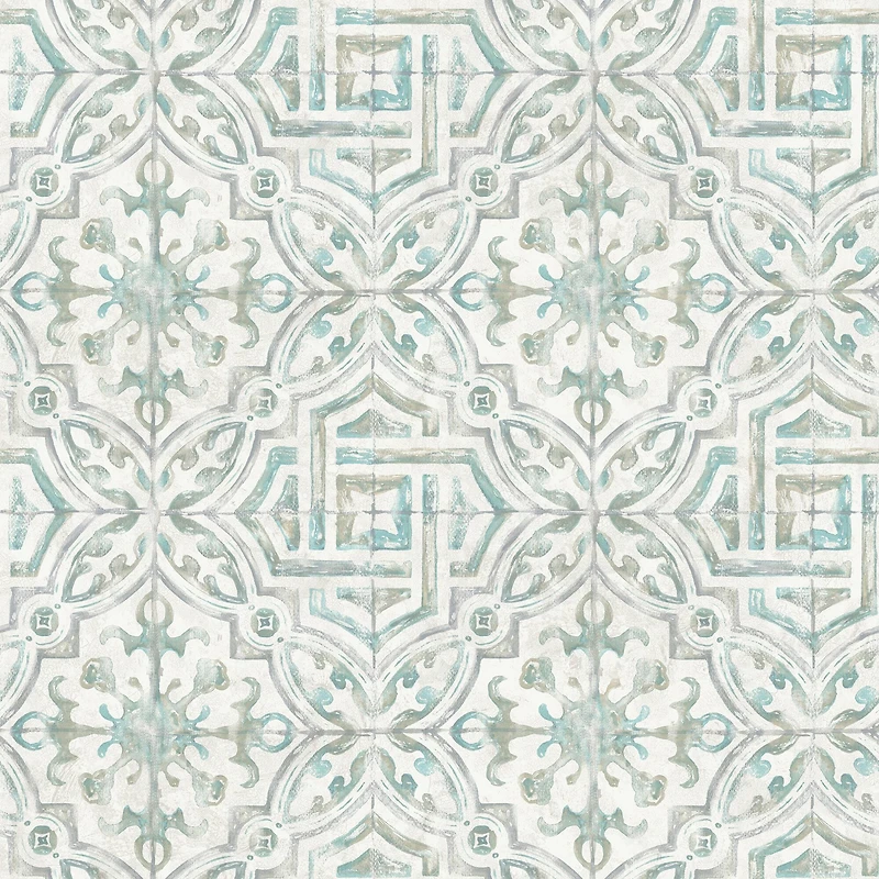 NuWallpaper Teal & Gray Landondale Peel & Stick Wallpaper