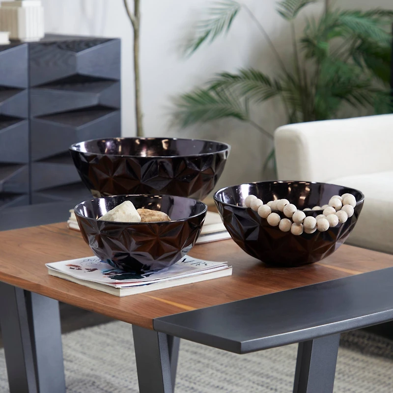 The Novogratz Metal Faceted Decorative Bowl Set