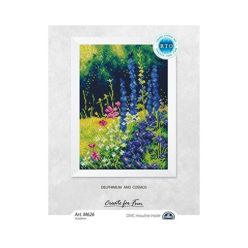 RTO Delphinium And Cosmos Cross Stitch Kit