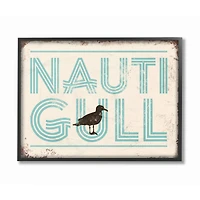 Stupell Industries Nauti Gull Funny Ocean Beach Typography in Black Frame Wall Art